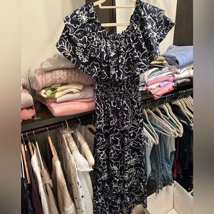 Misa blue and white midi dress